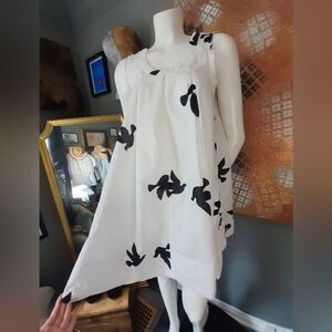 100% Cotton White and Black Dove Dress